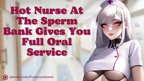 Nurse deepthroats you raw at the sperm bank while licking your balls