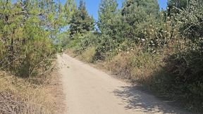 naked on public bike trail #biker girl quick pee