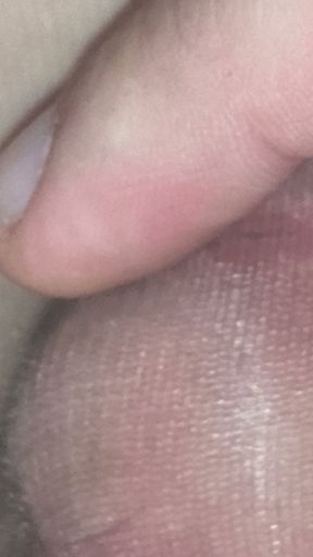 My sissy cock in someone's coffee pantyhose close-up. Precum Leaks out on nylon