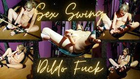 Naked Dildo Fuck on Leather Sex Swing