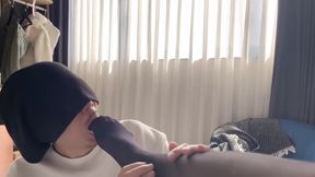 Daisybaby Black Stockings Foot Fetish Foot Sex Cum On Feet黑絲襪足交舔腳射精在腳上