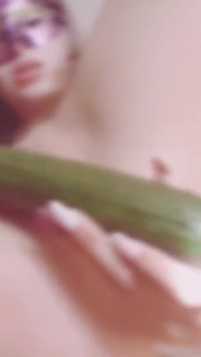 Powerful moment from &quot;Playing with big cucumber in my sweet shaved now pussy&quot;