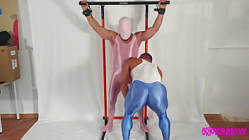 spandex covered slave and by his spandex master