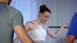 Ballerina babe is going to take two dudes all at once