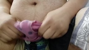 Closeup of me stroking off my pecker with my favorite panties