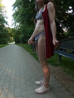 Walk in the Park with cum on street