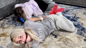 Hogtied Races Sisters Edition Mp4-Kody Evans races London Evans while hogtied in bondage rope and gag