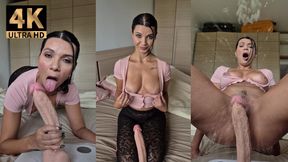 Slutty Step-Mom Squirts on a Massive 12" Dildo