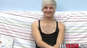 Playful Austin Mitchell cums on himself after masturbating