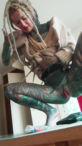 Tattooed Vixens ANAL Public Squirt and Orgasm   Clip 2