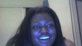 Happy giggling amateur dark skinned webcam BBW exposed all her huge body