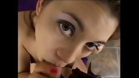 Sexy bitch Naomi St. Claire eats thick cum after his cock was sucked hard