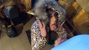 mega milf milfycalla gets a load of cum on puffy jacket!