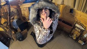 mega milf milfycalla gets a load of cum on puffy jacket!