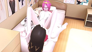 Princess Bubblegum and Marceline the vampire Double dildo adventure time