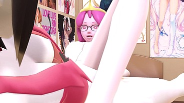 Princess Bubblegum and Marceline the vampire Double dildo adventure time