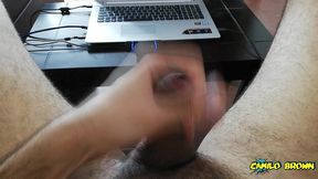jerking off my big cock and shooting a thick cum load - camilo brown