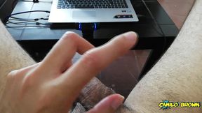 jerking off my big cock and shooting a thick cum load - camilo brown