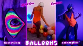 Neon Balloons & Laughter! | Full HD 1080p | balloons - glow in the dark - face sitting
