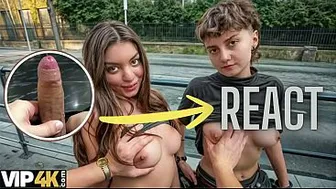 React: VIP4K. Two pretty Lesbians don't mind to having a Threesome with a stranger from the train