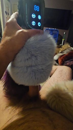 Fur fetish penis pump furry masterbator cum collector