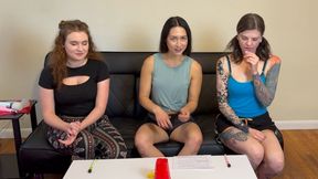She enjoys a big sex toy after winning a strip game with her two other friends