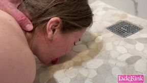 Peeing on body, face and in mouth - Piss drinking in bathroom