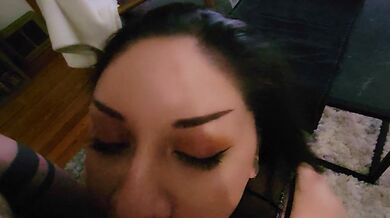 Goth Latina with Tattooed Tits Slurps Hard on Thick Dick