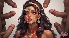 Milk-splattered Asian Cheongsam Queen in Multicore Bliss