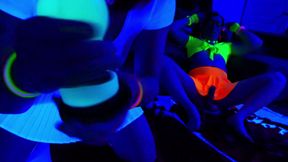 Lucy Essex cd playing with glow in the dark alien dildo under UV black light