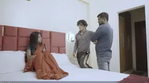 The hot and beautiful wife was not happy with her husband, so her husband brought his friend to have sex with his wife.
