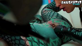 Tattooed goth lez ladies fist & squirt in latex miniskirts