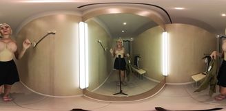 VR Try On Haul transparent clothes at the mall. Video VR 360 See thru clothes in fitting room. VR video with Alice Dali.