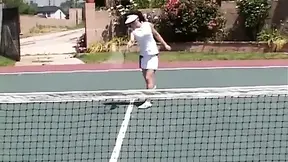 Hotty USA hotties play with their twats after a vintage tennis party