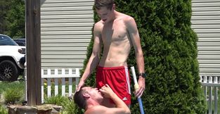 Skinny lifeguard fucks with the horny male by the pool in excellent scenes