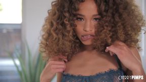 Aesthetic ebony chick with round ass Cecilia Lion opens her pussy