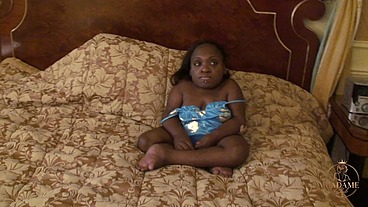 Tiny Black Midget Gets Her Pussy Eaten Then Roughly Fucked in Fetish Scene