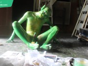 Gay Teen Bodypaint / 19 Years Old Boy Turned into Miserable Green #1