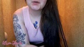 Dirty talk and slowly peeing in front of you - Alison Sparks pees in the toilet and talks dirty to you while you watch - Pee desperation and dirty talk