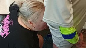 Fucking my stepmom in the mouth in the kitchen and cumming