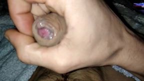 Watch me stroke this huge cock while the bear daddy fucks my throat blind