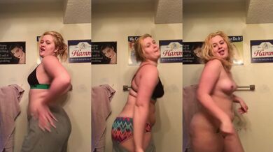 Blonde teen loses it while shaking her big ass in strip dance