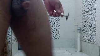 Toilet cleaning with a big brush: no age, girl, or babe involved