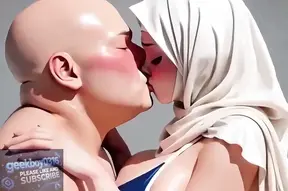 Malaysian Hijab Girl in a School Swimsuit is Dominated by an Ugly Man Hentai HD