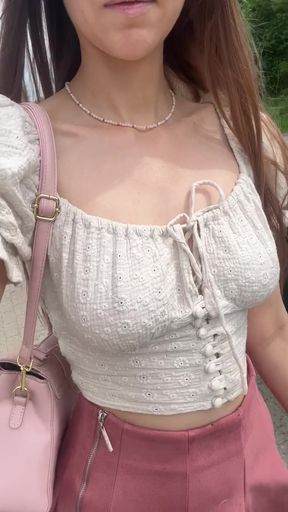 Cutie with natural tits gets exposed