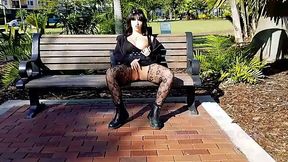 Shameless Goth Squirts in Public with Big Tits