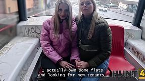 Curvy Busty Blonde PAWG Fucks With a Stranger In Front Of Her Lesbian GF To Get a Flat For Rent