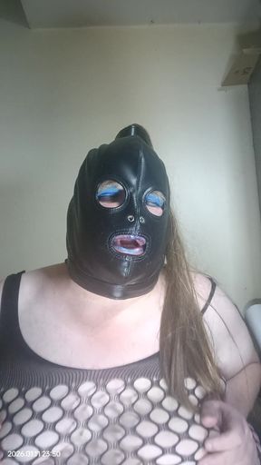 BBW TV Plays with Her Nipples Through Fishnet Body Stocking.