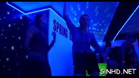 Hot sirens are sharing succulent tits and wet cracks in the club