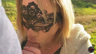 THIS PRETTY MILF SUCKS ME OFF IN THE WOODS AND SWALLOWS EVERYTHING